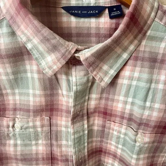 Janie and Jack Pink Plaid Button-Up - Picture 4 of 8